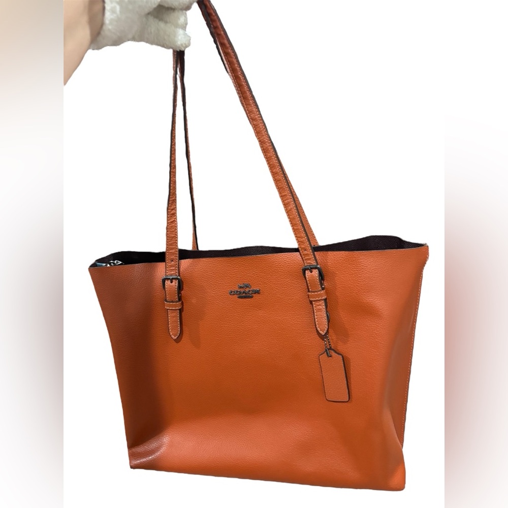 COACH MOLLIE LEATHER SUNSET BROWN LARGE TOTE SHOULDER BAG corner/bottom wear 428